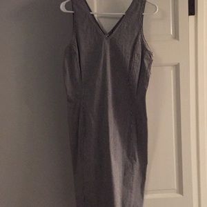 Navy/white check sheath dress